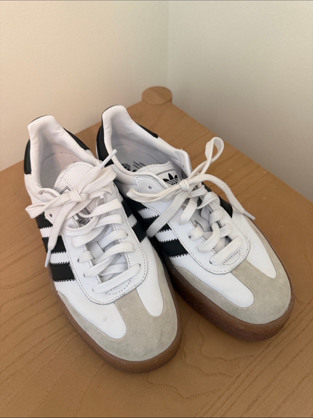adidas White & Black Platform Sneakers with Gum Sole - Picture 5 of 5